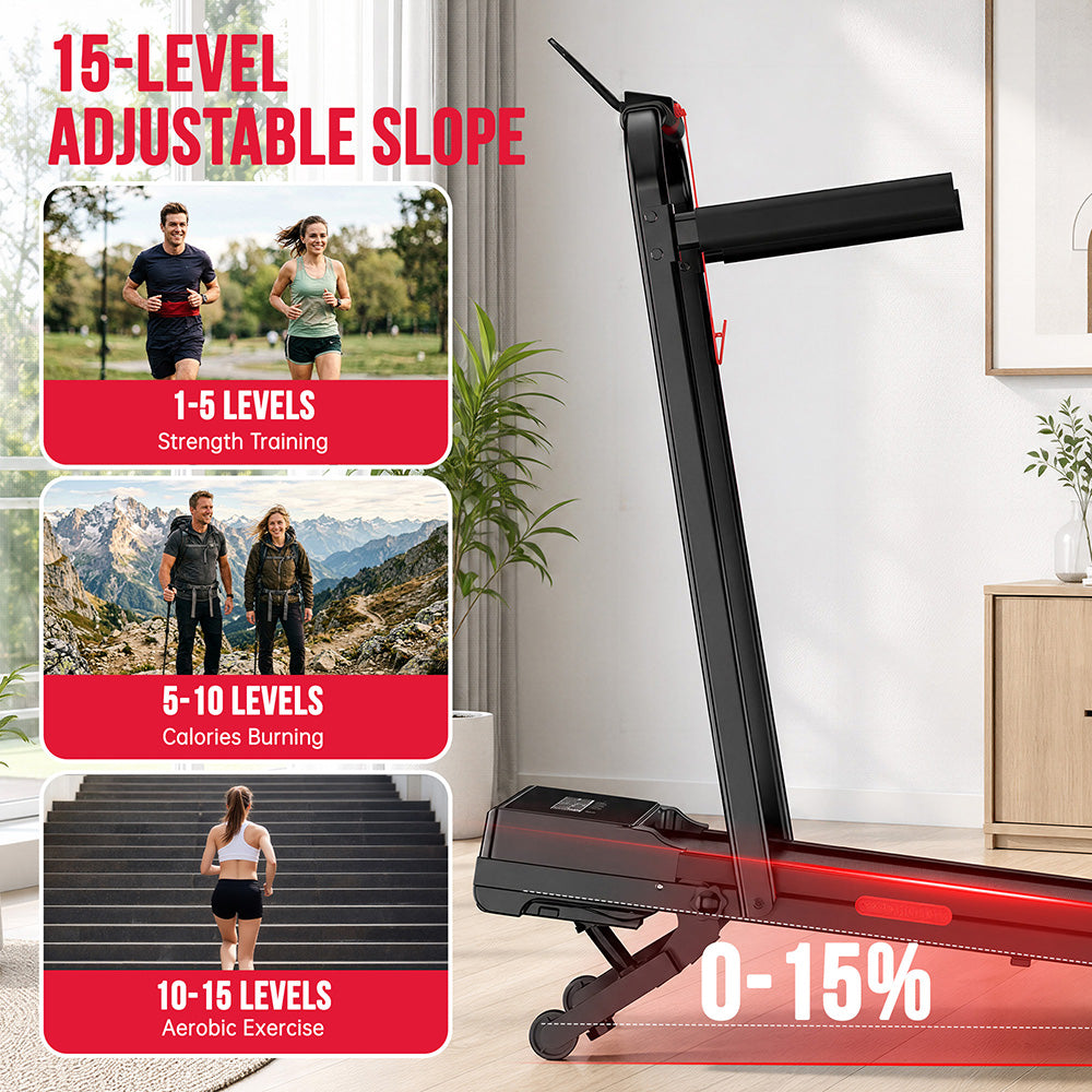 Folding Treadmill Y5 with Brushless Motor, 0%-15% Auto Incline