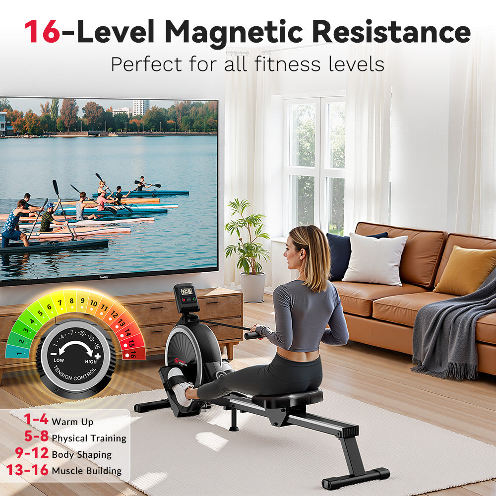Magnetic Rowing Machine, 16-Level Resistance