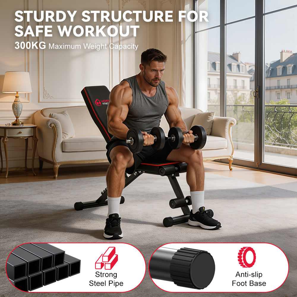 Foldable Workout Bench B1, Backrest Adjustable