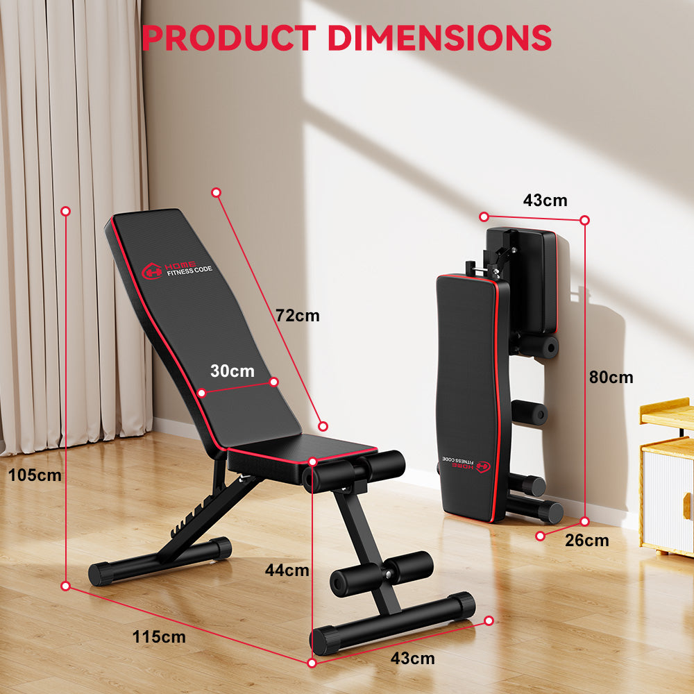 Foldable Workout Bench B1, Backrest Adjustable