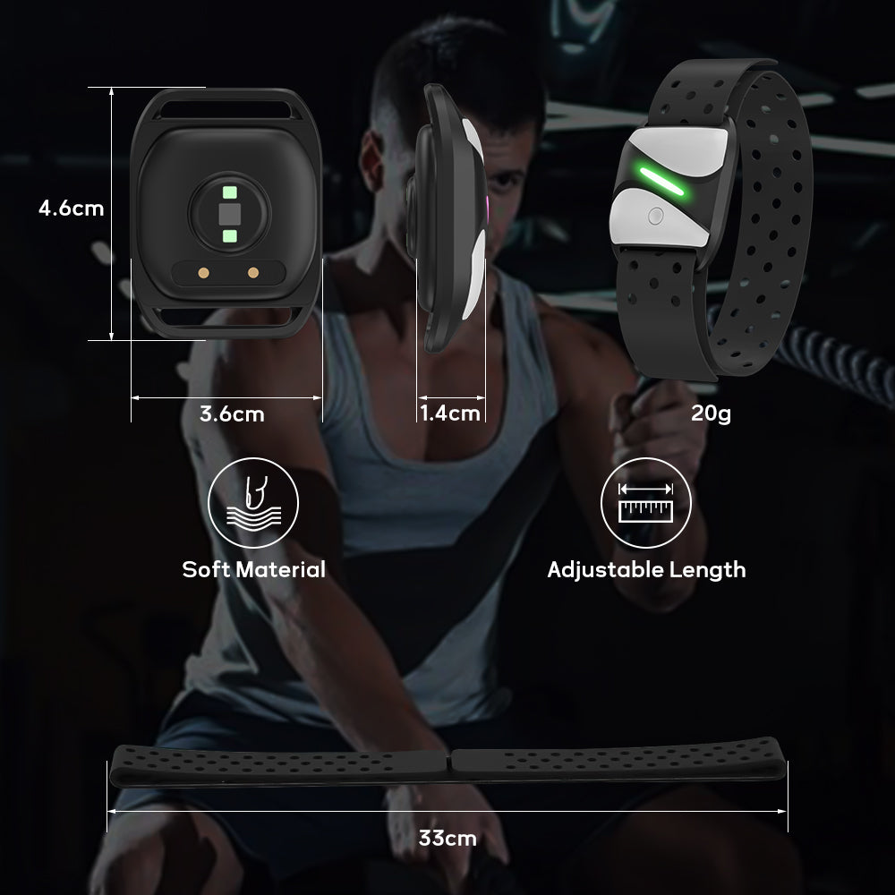 Heart Rate Monitor Armband, Bluetooth 5.0/ANT+, IP67 Waterproof