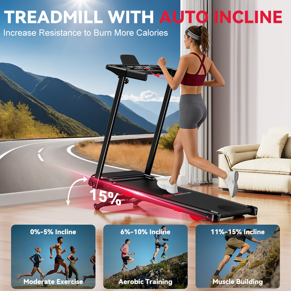 Folding Treadmill Q5 with Incline, Brushless Motor, Speed 1-12KM/H