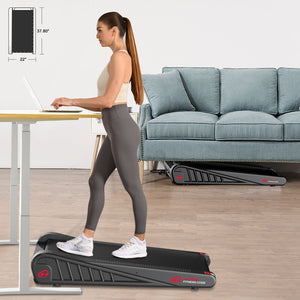 Under Desk Walking Pad Motorised Treadmill 1-6KM/H with 5% Incline LED Display Compact Fit for Home and Office