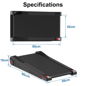 Under Desk Walking Pad Motorised Treadmill 1-6KM/H with 5% Incline LED Display Compact Fit for Home and Office