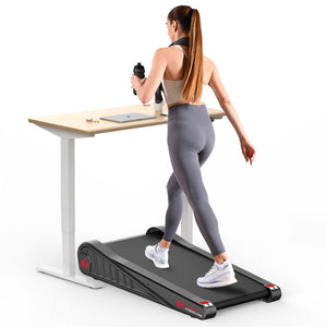 Under Desk Walking Pad Motorised Treadmill 1-6KM/H with 5% Incline LED Display Compact Fit for Home and Office