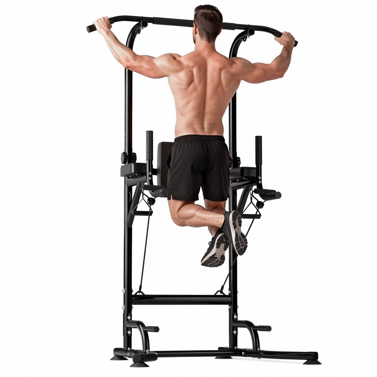Power Tower Dip Station A1, with Resistance Bands