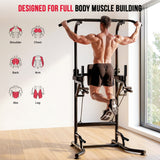 Power Tower Dip Station A1, with Resistance Bands