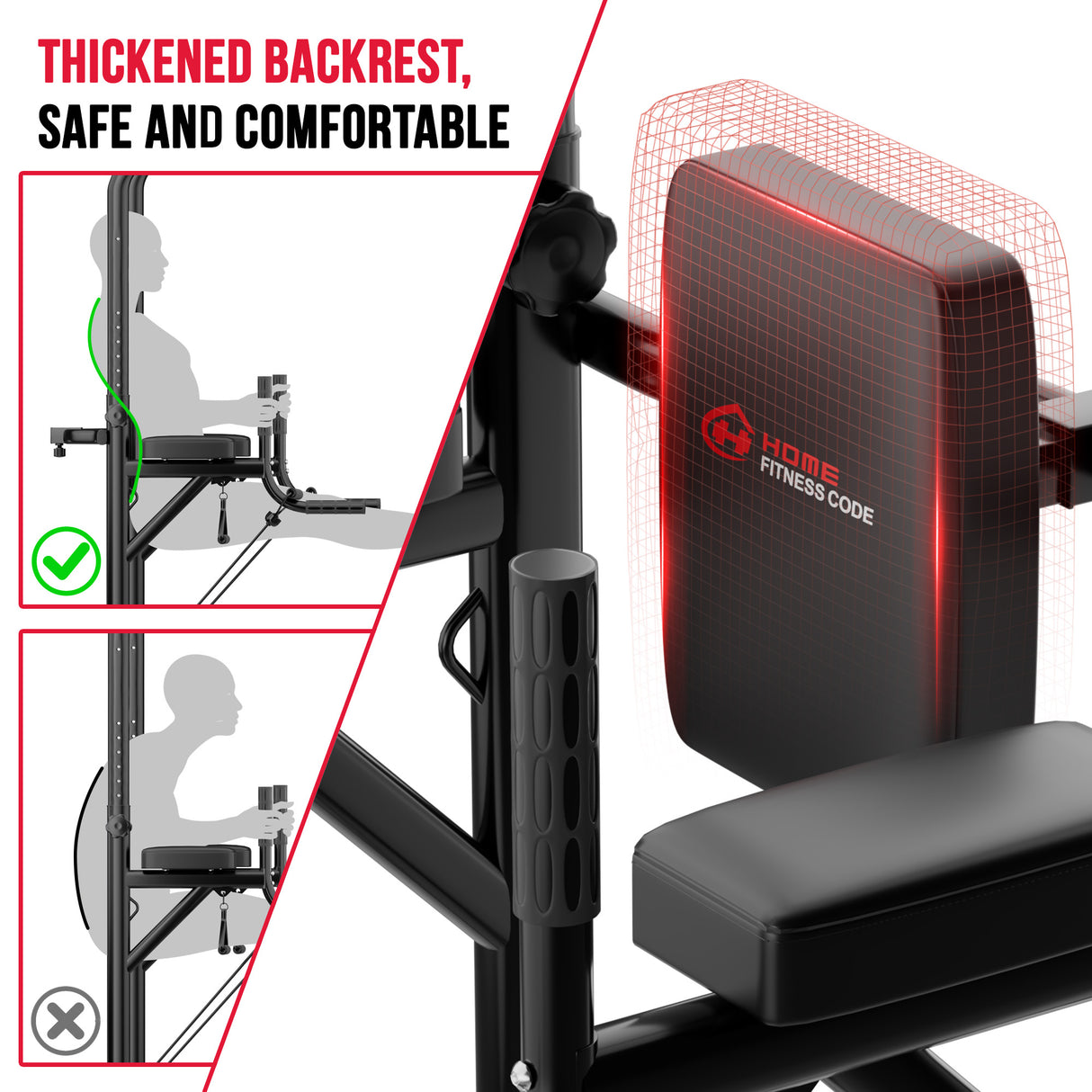 Power Tower Dip Station A1, with Resistance Bands
