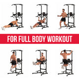 Power Tower Dip Station A1, with Resistance Bands