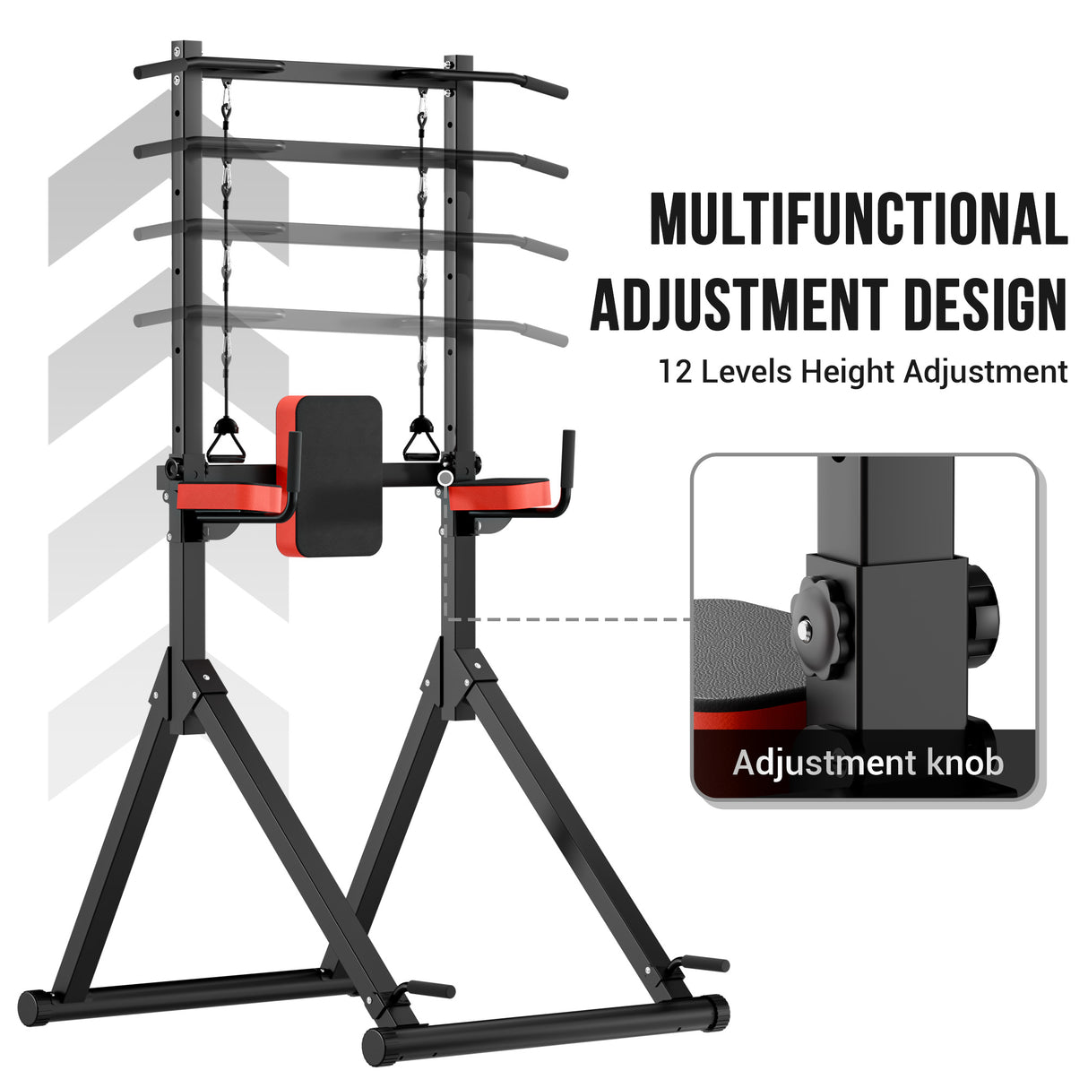 Power Tower Dip Station B1, 12-Level Height Adjustment