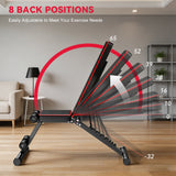 Foldable Workout Bench B1, Backrest Adjustable