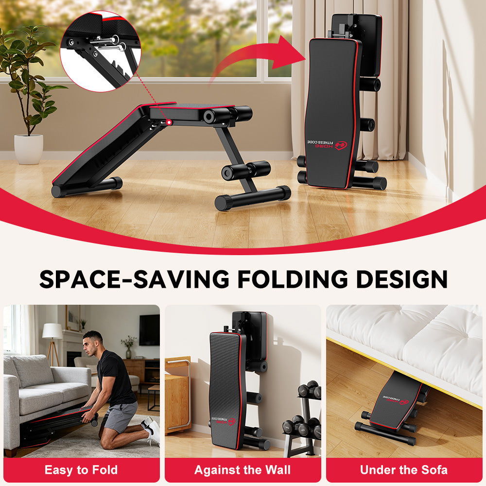 Foldable Workout Bench B1, Backrest Adjustable
