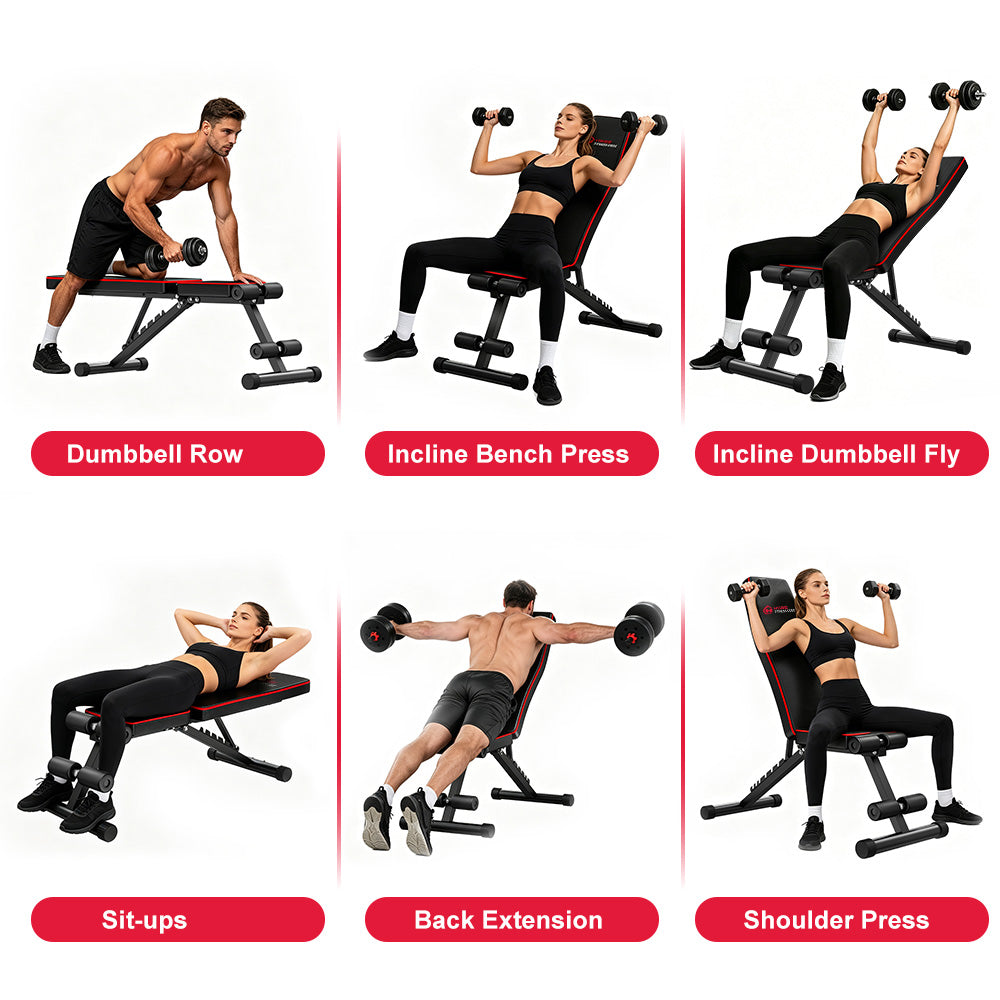 Foldable Workout Bench B1, Backrest Adjustable