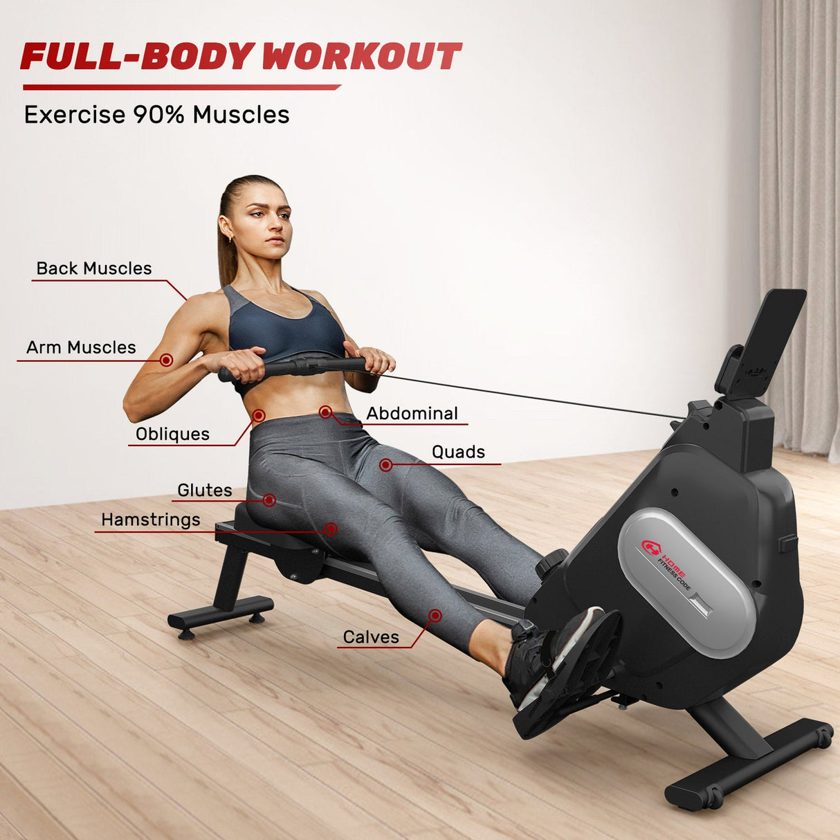 Magnetic Rowing Machine, 16-Level Resistance